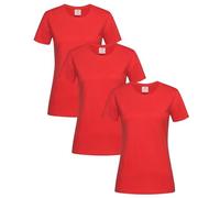 Stedman Tshirt Donna Cotone 100% Pack x3 - T-Shirt Maglietta Donna Classica a Maniche Corte ST2600 Classic-T Fitted Women (Rosso Scarlatto - S)