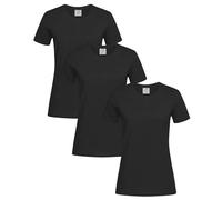 Stedman Tshirt Donna Cotone 100% Pack x3 - T-Shirt Maglietta Donna Classica a Maniche Corte ST2600 Classic-T Fitted Women (Nero Opale - XL)