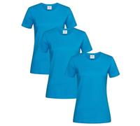 Stedman Tshirt Donna Cotone 100% Pack x3 - T-Shirt Maglietta Donna Classica a Maniche Corte ST2600 Classic-T Fitted Women (Blu Oceano - XL)