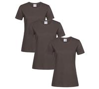 Stedman Tshirt Donna Cotone 100% Pack x3 - T-Shirt Maglietta Donna Classica a Maniche Corte ST2600 Classic-T Fitted Women (Dark Chocolate - M)