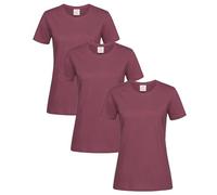Stedman Tshirt Donna Cotone 100% Pack x3 - T-Shirt Maglietta Donna Classica a Maniche Corte ST2600 Classic-T Fitted Women (Borgogna - L)