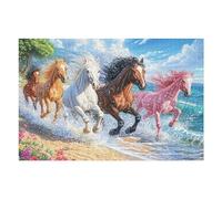 Steeds Galloping on Flower Shore Puzzle 1000 Pezzi Educativo Premium Per Ragazzi Intelligenza Creativa Idea Regalo Natale E Pasqua 1000 PCS