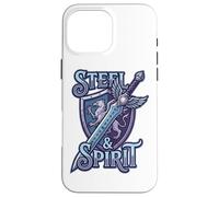 Steel And Spirit Griffin Shield Fantasy Sword Runes Magic Custodia per iPhone 16 Pro Max