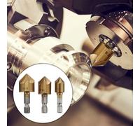 Steel Chamfer Drill Bit Set 3Pcs 5 Flute Durable Countersink Cutters
