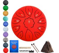 Steel Drum, Steel Drums for Adults, 6 Inch 11 Notes for Adults Beginner Gift Families and Friends with Music Book Stickers Mallet and Carry Bag (Red)