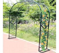 Steel Garden Trellis Outdoor 2,3 m and 8,9 ft Climbing Plants Black Pergola with Base Perfect for Wedding and Events Garden Decoration 55" x 90"