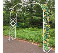 Steel Garden Trellis Outdoor 2,3 m and 8,9 ft Climbing Plants Black Pergola with Base Perfect for Wedding and Events Garden Decoration 55" x 90"