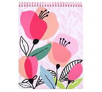 Steel Mill & Co - Taccuino a spirale grande con righe universitarie, 28 x 21,6 cm, con copertina rigida resistente e 160 pagine a righe, papavero rosa
