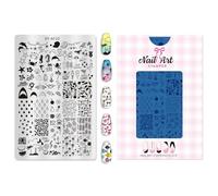 Steel Nails Art Stamp Plate With Checkered Moon & Floral Patterns - Professional Manicure Stamping Tool Floral Nail Art Template