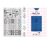 Steel Nails Art Stamp Plate With Checkered Moon & Floral Patterns - Professional Manicure Stamping Tool Floral Nail Art Template