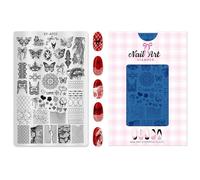 Steel Nails Art Stamp Plate With Checkered Moon & Floral Patterns - Professional Manicure Stamping Tool Floral Nail Art Template