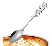 Steel Spoon -Dinner Spoon 12,8 Cm | Ice Cream Spōon Stainless Steel Ice Cream Spōon With Flower Handle, Tea And Dessert Śpoon, Elegant Serving Śpoon For Coffee, Salad, Home, Office, Travel Use