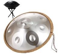 Steel Tamburo A Lingua Handpan Drum D Minor 9/10/12 Note Tamburo In Acciaio 22 Pollici Handpan Percussione 432HZ/440HZ Hand Pan Harmonic Per Principianti Regalo Per Bambini(Silver,9 Notes (432Hz))