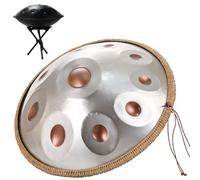 Steel Tamburo A Lingua Handpan Drum D Minor 9/10/12 Note Tamburo In Acciaio 22 Pollici Handpan Percussione 432HZ/440HZ Hand Pan Harmonic Per Principianti Regalo Per Bambini(Goldeneye,10 Notes (432Hz))