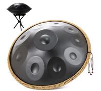 Steel Tamburo A Lingua Handpan Drum D Minor 9/10/12 Note Tamburo In Acciaio 22 Pollici Handpan Percussione 432HZ/440HZ Hand Pan Harmonic Per Principianti Regalo Per Bambini(Black,10 Notes (432Hz))