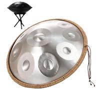 Steel Tamburo A Lingua Handpan Drum D Minor 9/10/12 Note Tamburo In Acciaio 22 Pollici Handpan Percussione 432HZ/440HZ Hand Pan Harmonic Per Principianti Regalo Per Bambini(Silver,10 Notes (432Hz))