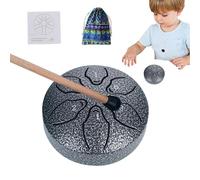 Steel Tongue Drum 3 pollici, 6 toni, tamburo per la lingua, strumento per la batteria, con bacchette, borsa per il trasporto, strumento a percussione per meditazione, yoga