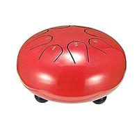 Steel Tongue Drum, 6 Inch Hand Pan Percussion Drum 8 Tune Percussion Instruments, Drum with Drumsticks & Carrying Bag, Tutorial Book, 4 Finger Picks (Red)