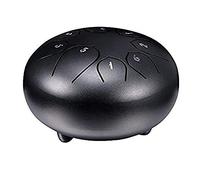 Steel Tongue Drum, 6 Inch Hand Pan Percussion Drum 8 Tune Percussion Instruments, Drum with Drumsticks & Carrying Bag, Tutorial Book, 4 Finger Picks (Black)