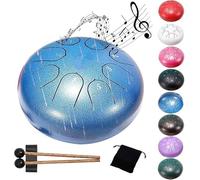 Steel Tongue Drum 6 Inches 8 Notes - Percussion Instruments - HandPan Tank Drum C Key with Drum Mallets Stickers Finger Picks and Gig Bag(Blue)