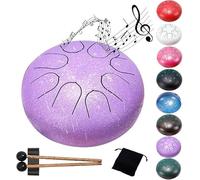 Steel Tongue Drum 6 Inches 8 Notes - Percussion Instruments - HandPan Tank Drum C Key with Drum Mallets Stickers Finger Picks and Gig Bag(Purple)