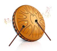 Steel Tongue Drum, 6 Pollici 11 Note Handpan Strumento Musicale Impostata, Portatile Tamburo del Handpan in Acciaio, Strumento a Percussione per Meditazione, Yoga, Guarigione del Suono, Oro