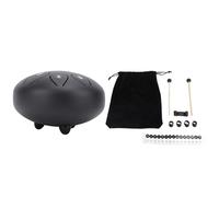 Steel Tongue Drum 6in 8 Tones Ethereal Hand Percussion Instrument Complete Kit for Relaxation and Stress Relief (Black)