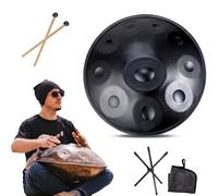 Steel Tongue Drum da 55cm, Percussion Handpan da 9/10/ 12 Note per principianti e professionisti, Strumento Hand Pan per la Guarigione del Suono, Regali Zen (Size : 432Hz, Color : BLACK_10 NOTES)