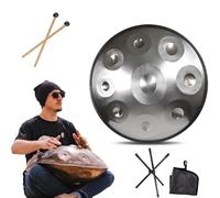 Steel Tongue Drum da 55cm, Percussion Handpan da 9/10/ 12 Note per principianti e professionisti, Strumento Hand Pan per la Guarigione del Suono, Regali Zen (Size : 432Hz, Color : SILVER_9 NOTES)