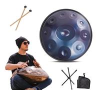 Steel Tongue Drum da 55cm, Percussion Handpan da 9/10/ 12 Note per principianti e professionisti, Strumento Hand Pan per la Guarigione del Suono, Regali Zen (Size : 440Hz, Color : BLUE_10 NOTES)