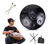 Steel Tongue Drum da 55cm, Percussion Handpan da 9/10/ 12 Note per principianti e professionisti, Strumento Hand Pan per la Guarigione del Suono, Regali Zen (Size : 432Hz, Color : BLACK_12 NOTES)
