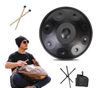 Steel Tongue Drum da 55cm, Percussion Handpan da 9/10/ 12 Note per principianti e professionisti, Strumento Hand Pan per la Guarigione del Suono, Regali Zen (Size : 440Hz, Color : BLACK_9 NOTES)