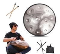Steel Tongue Drum da 55cm, Percussion Handpan da 9/10/ 12 Note per principianti e professionisti, Strumento Hand Pan per la Guarigione del Suono, Regali Zen (Size : 432Hz, Color : SILVER_12 NOTES)