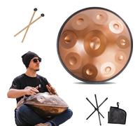 Steel Tongue Drum da 55cm, Percussion Handpan da 9/10/ 12 Note per principianti e professionisti, Strumento Hand Pan per la Guarigione del Suono, Regali Zen (Size : 440Hz, Color : GOLD_10 NOTES)