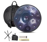 Steel Tongue Drum, Steel Handpan a 9/10/ 12 Note con Borsa, Bacchette e Supporto per Battenti, Strumento Handpan Drum a 432Hz/440Hz per la Guarigione del Suono, la Meditazione o lo Yoga (Size : 440H