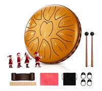 Steel Tongue Drum, Tamburo Handpan da 6 Pollici a 11 Toni, Do Maggiore e Tamburo Handpan Strumento Antiruggine, Tamburo del Handpan con Percussione per la Meditazione e la Musicoterapia (D'oro)
