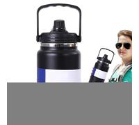 Steel Water Bottle, Cold Sports Bottle, 5.91x13.39x4.69 Inches, Large Hiking Flask, Leakproof Cooling Container with Handle for Gym, Travel, Outdoor, Camping, School, Beach, Picnic, Home
