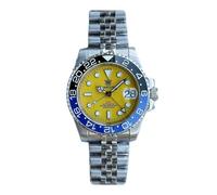 Steeldive NH34 Orologio da immersione automatico GMT con quadrante giallo, lunetta in ceramica in acciaio inossidabile e orologio sportivo da uomo, V 2, Orologio subacqueo