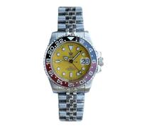 Steeldive NH34 Orologio da immersione automatico GMT con quadrante giallo, lunetta in ceramica in acciaio inossidabile e orologio sportivo da uomo, V 1, Orologio subacqueo