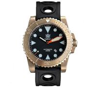 Steeldive NH35 - Orologio subacqueo professionale, automatico, resistente all'acqua fino a 2000 m, cassa in bronzo con cinturino in gomma nero, arancione, V 1, Orologio subacqueo