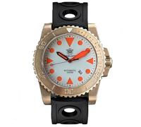 Steeldive NH35 - Orologio subacqueo professionale, automatico, resistente all'acqua fino a 2000 m, cassa in bronzo con cinturino in gomma nero, arancione, V 3, Orologio subacqueo