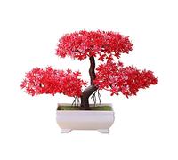 Steellwingsf Accogliente Pino Bonsai Simulazione Artificiale Vaso pianta Ornamento Home Decor scrivania Ornamento Red
