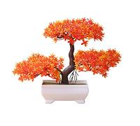 Steellwingsf Accogliente Pino Bonsai Simulazione Artificiale Vaso pianta Ornamento Home Decor scrivania Ornamento Sunset Red