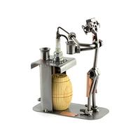 Steelman24 I Omini di Viti Barman con Botte di Legno I Idee Regalo Originale I Soprammobili in Metallo I Modellino