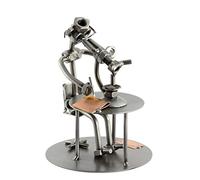 Steelman24 I Omini di Viti Biologo con Microscopio I Idee Regalo Originale I Soprammobili in Metallo I Modellino