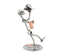 Steelman24 I Omini di Viti Cameriere con Piastra di Incisione Personale I Idee Regalo Originale I Soprammobili in Metallo I Modellino