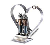 Steelman24 I Omini di Viti Coppia di Sposi Donn Donna con Cuore XXL con Piastra di Incisione Personale I Idee Regalo Originale