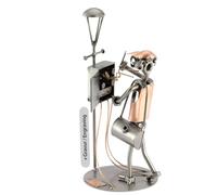 Steelman24 I Omini di Viti Elettricista con Fulmine con Piastra di Incisione Personale I Idee Regalo Originale I Soprammobili in Metallo I Modellino