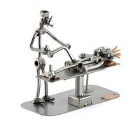 Steelman24 I Omini di Viti Fisioterapista con Piastra di Incisione Personale I Idee Regalo Originale I Soprammobili in Metallo I Modellino