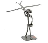 Steelman24 I Omini di Viti Modellista con Aereo I Idee Regalo Originale I Soprammobili in Metallo I Modellino
